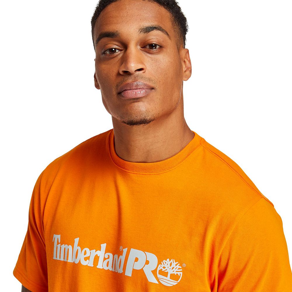 Camisetas Timberland Hombre Pro® Manga Corta Base Plate Wicking Logo Naranjas - Chile SHI-850713